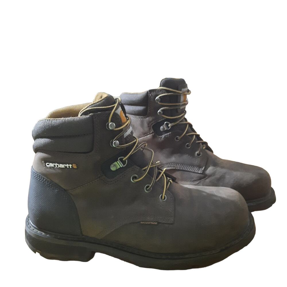Carhartt Mens Medium Width Brown Waterproof Steel Toe Work Boots Size 10